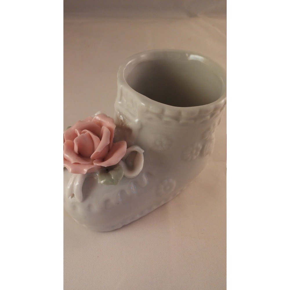 Porcelain porcelain baby bootie decoration, baby girl room decor, vintage kitsch
